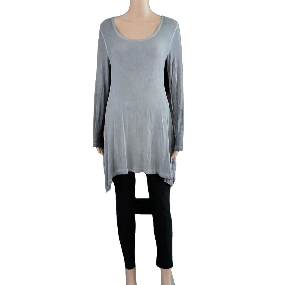 Soft Surroundings Tunic Peasant Grunge Tank Dress Long Shirt Top Women's XS Gray
